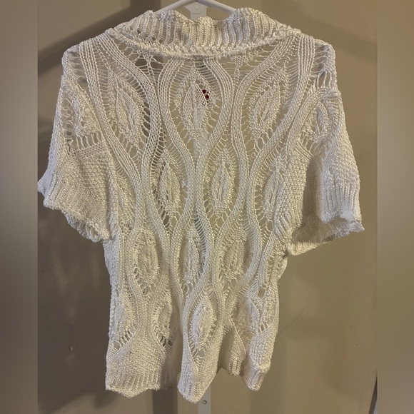 Say What? White Open Knit Ribbon-Tie Cardigan - Picture 5 of 5